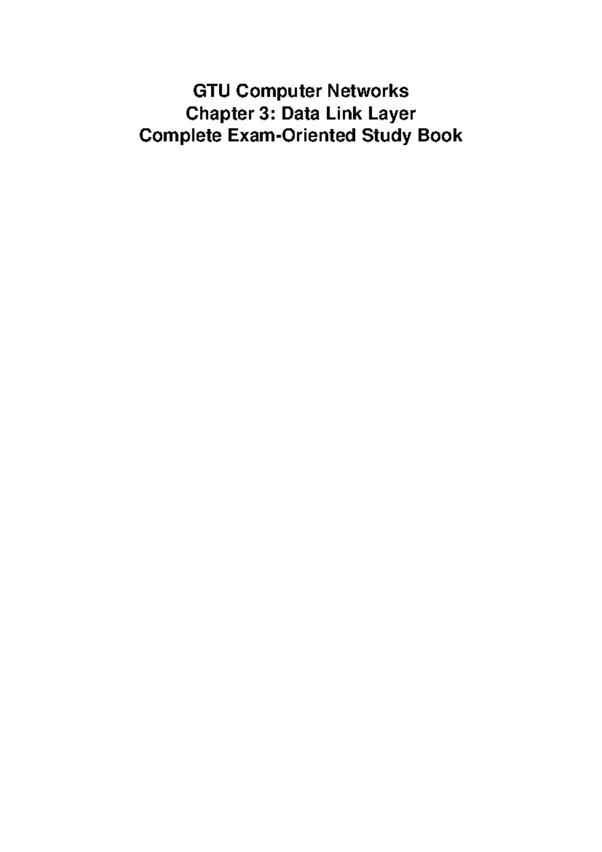 GTU CN Chapter 3: Data Link Layer Study Guide and Key Concepts - Studocu
