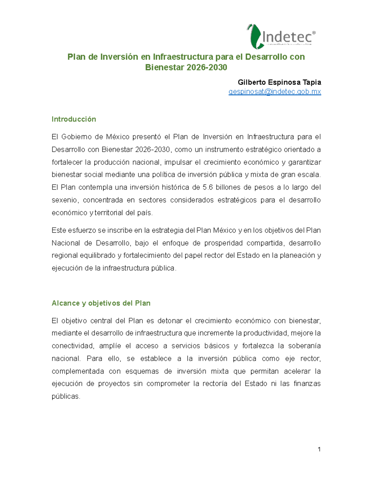 Plan de Inversión en Infraestructura para el Desarrollo con Bienestar ...