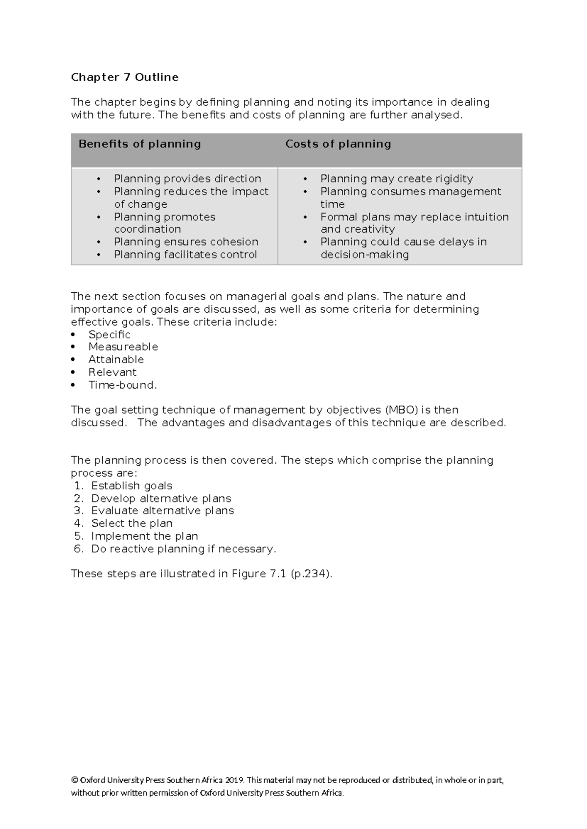 Chapter 7 Summary Outline - Planning in Business Management - Studocu