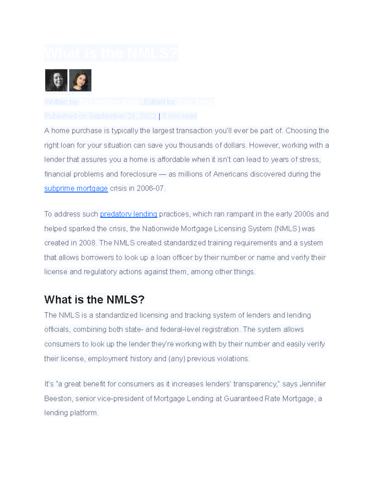 NMLS Overview: Understanding Its Role in Mortgage Regulation - Studocu