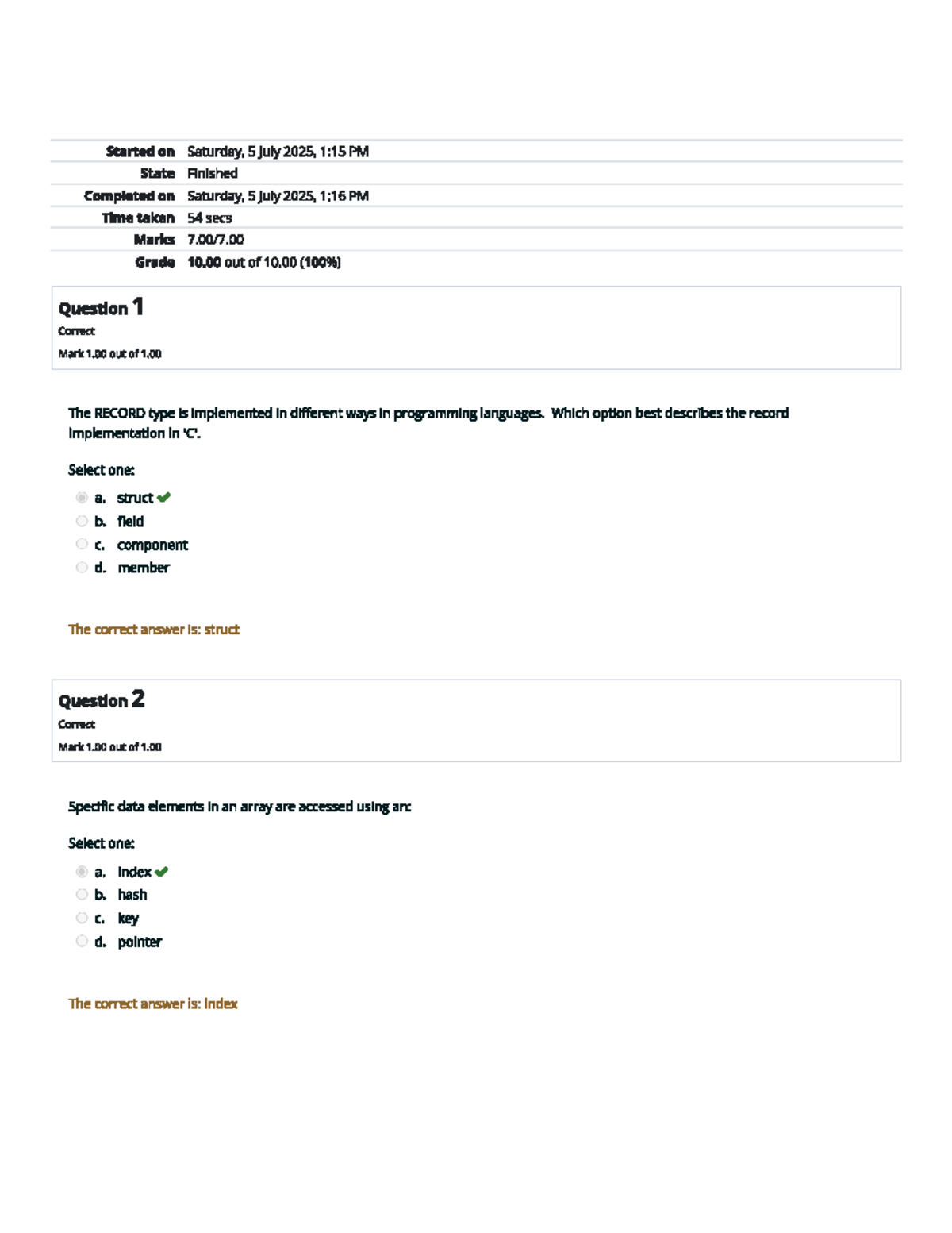 Self-Quiz 3: Composite Data Types & Arrays (CS101) - Studocu