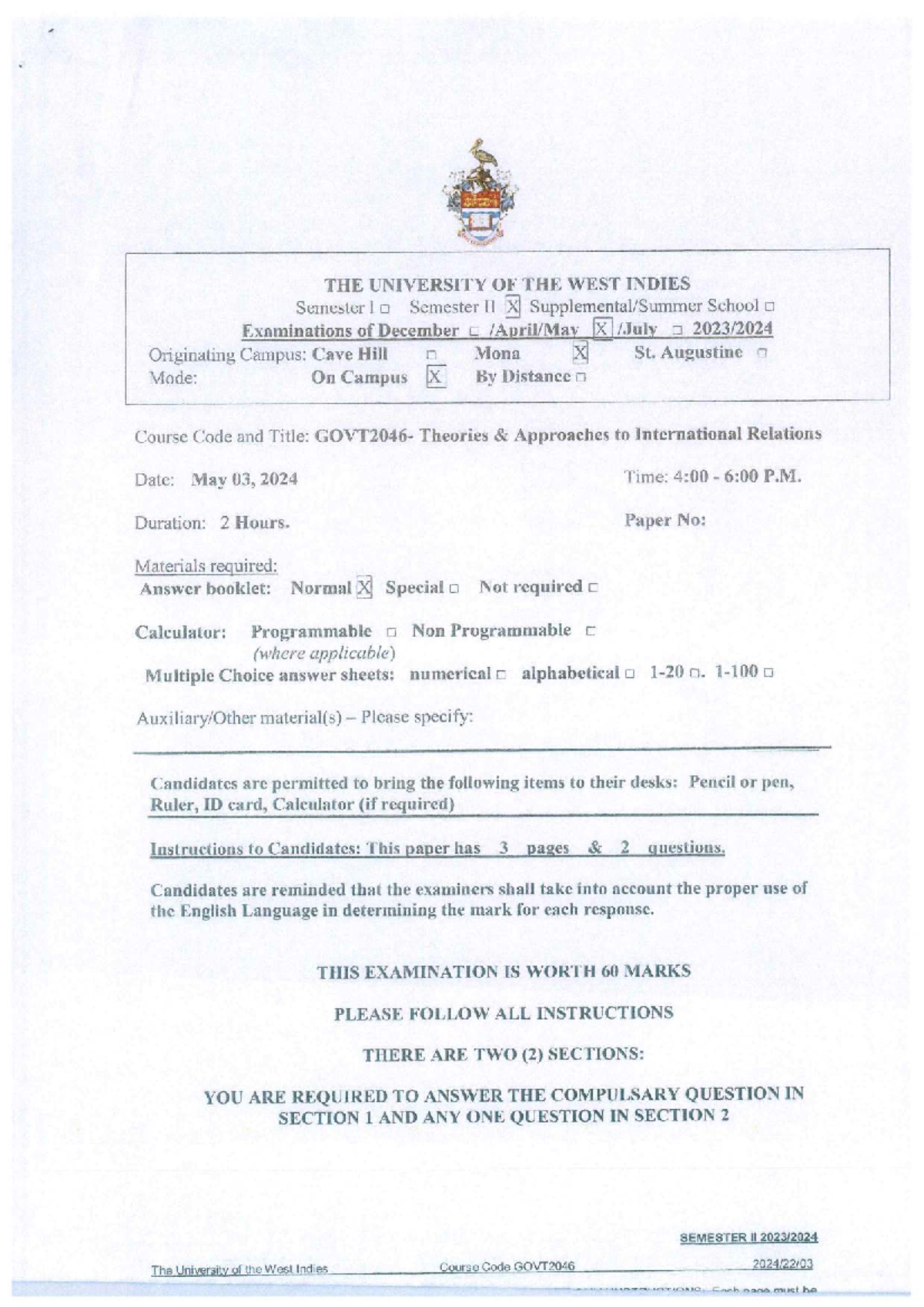 GOVT2046 Final Exam: Theories & Approaches to International Relations ...