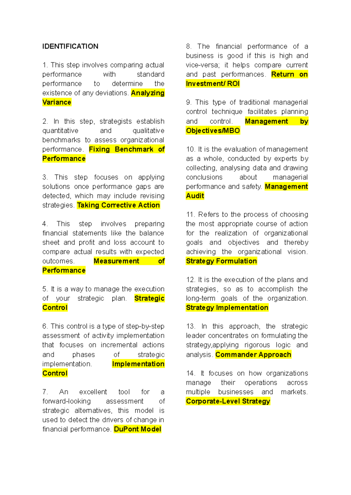 Strategic Management Final Exam Notes - STRAT 101 - Studocu