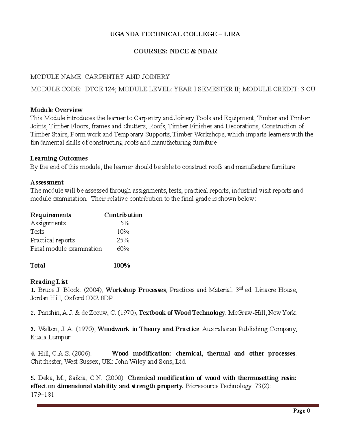 Carpentry & Joinery Notes: Year 1 - Civil, ARCH & Water 260216 - Studocu