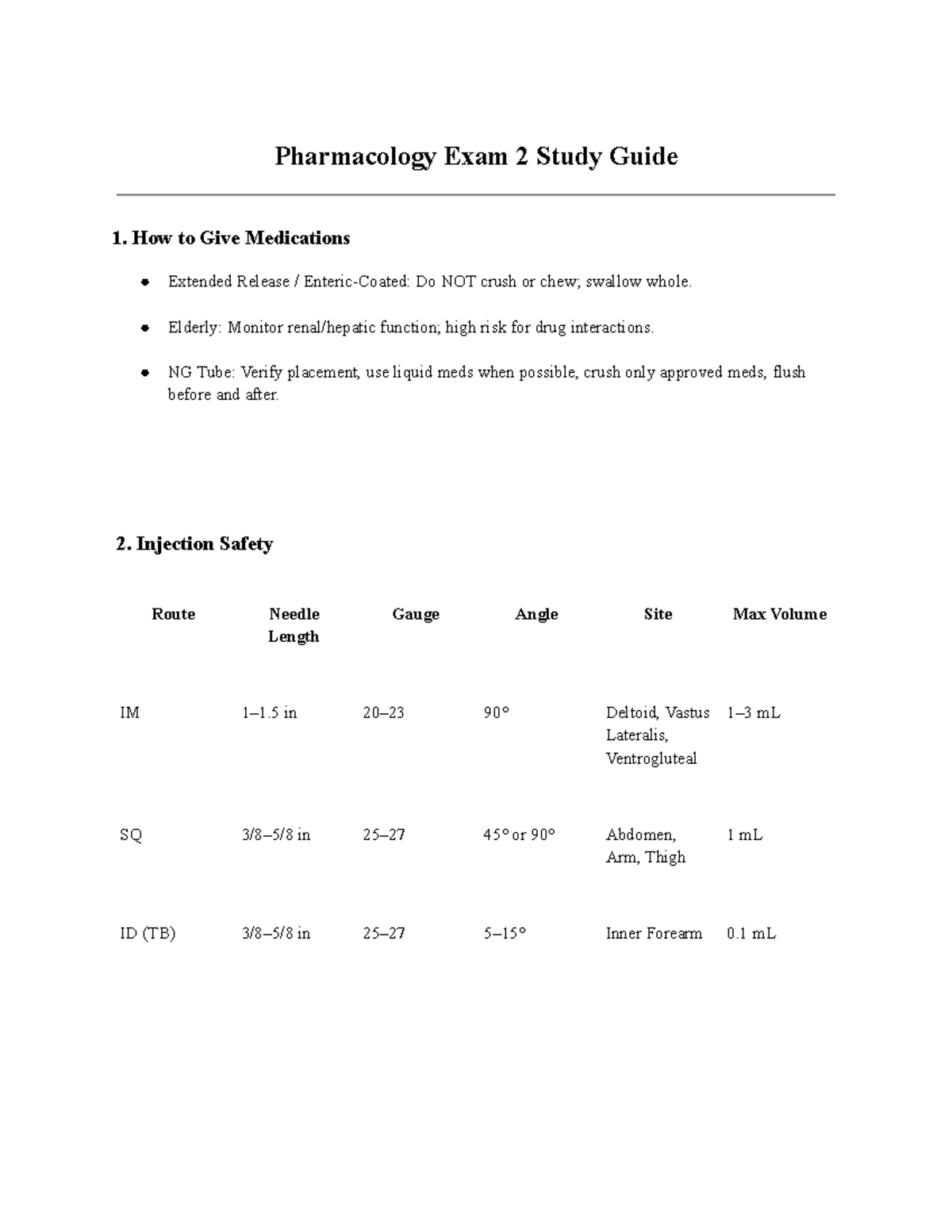 Pharmacology Exam 2 Study Guide: Medication Administration & Safety ...