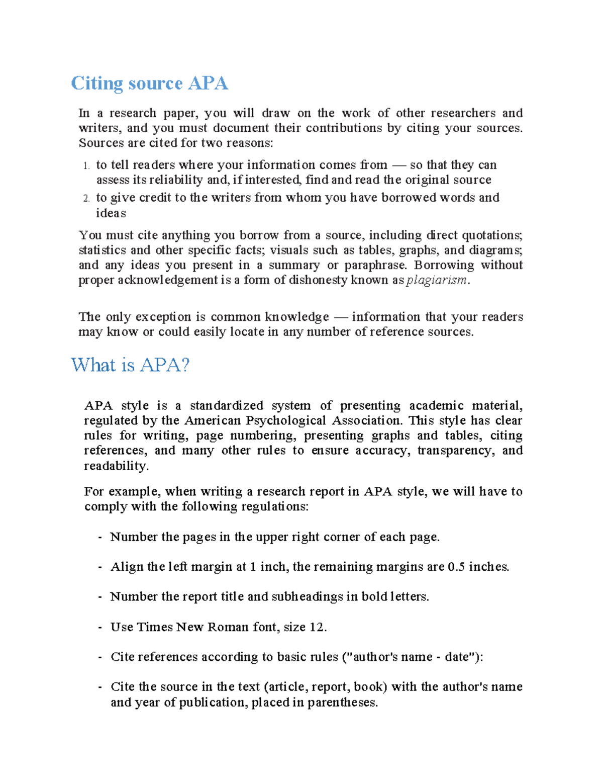 Citing Sources in APA Style: Essential Guidelines and Examples - Studocu