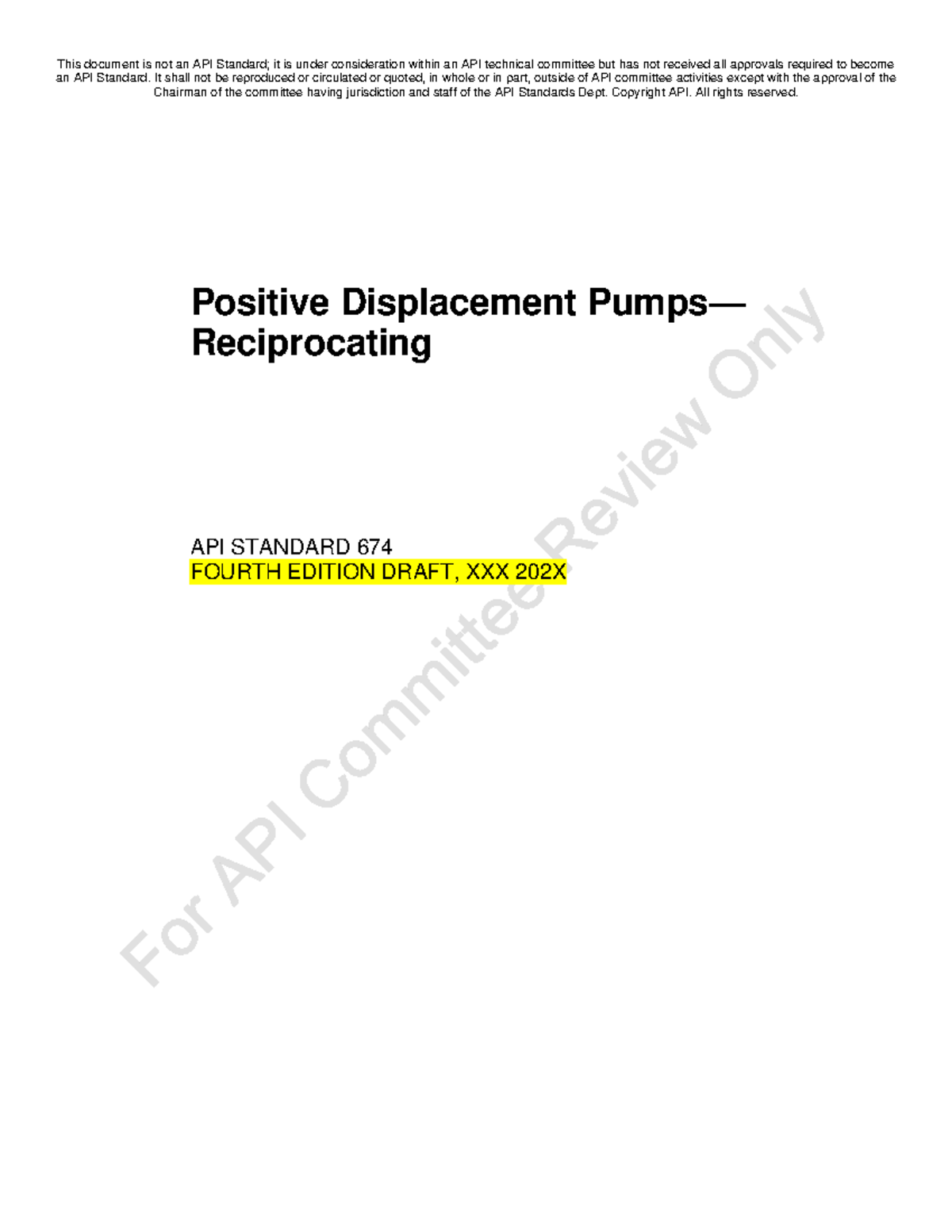API 674 - Reciprocating Pump Standard 4th Edition Draft Review - Studocu