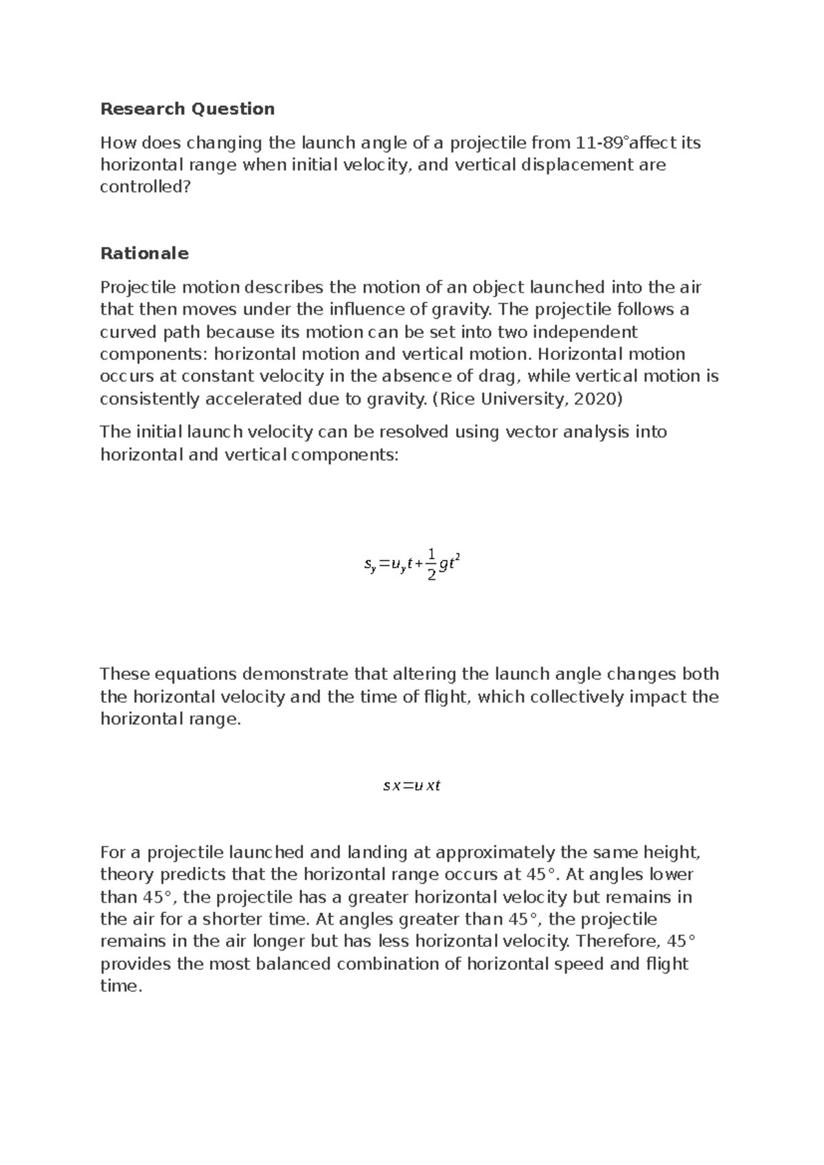 Physics IA2 SE: Investigating the Impact of Launch Angle on Projectile ...