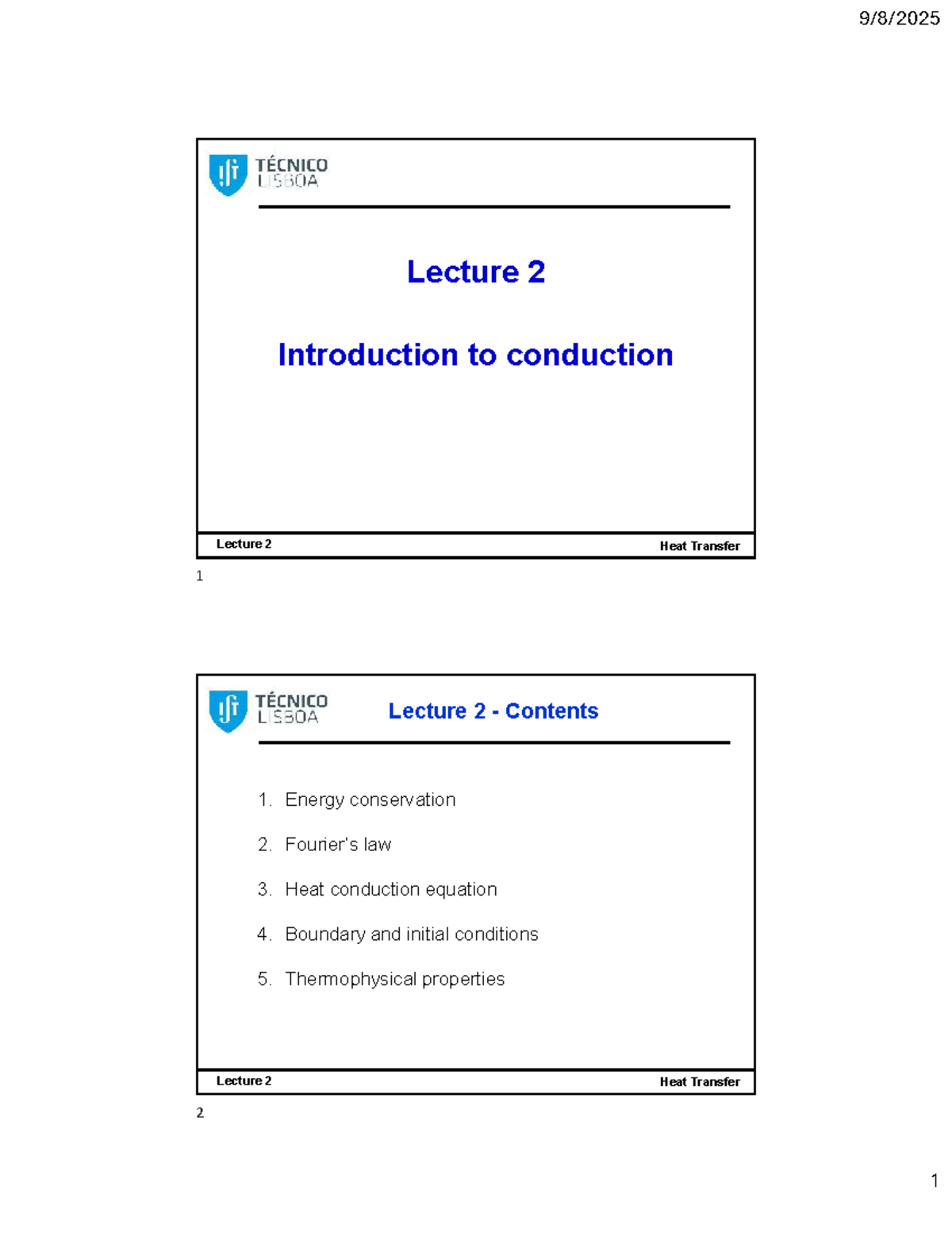 Lecture 2 - Introduction to Heat Conduction and Transfer Concepts - Studocu