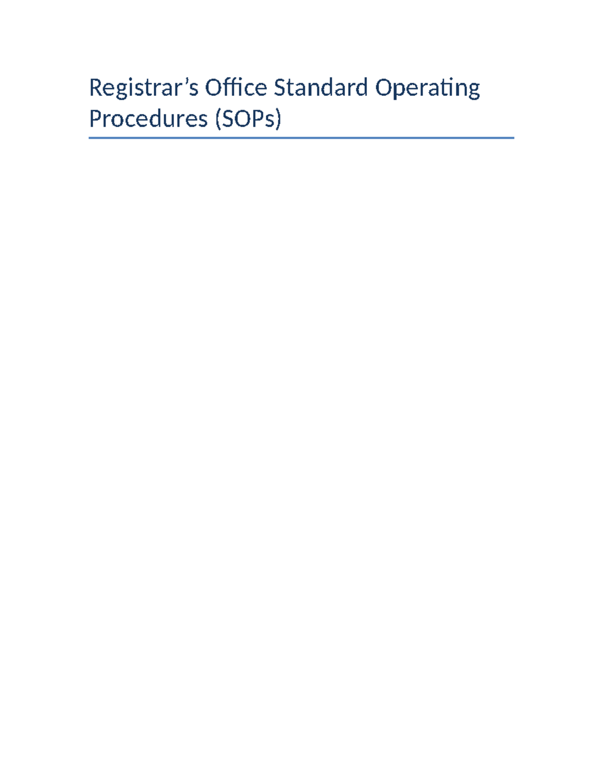 Registrar SOPs Complete Set: Issuance, Enrollment & Data Correction ...