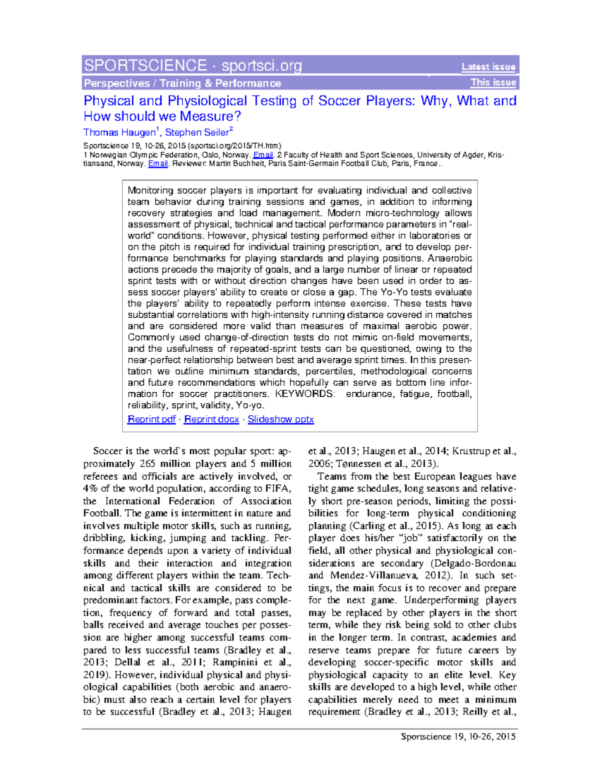 Physical & Physiological Testing of Soccer Players for FA Football ...