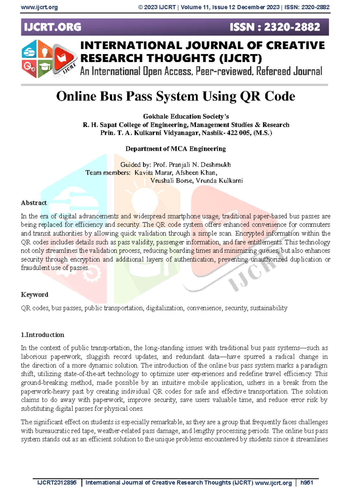P4 - Online Bus Pass System Using QR Code: A Modern Approach - Studocu