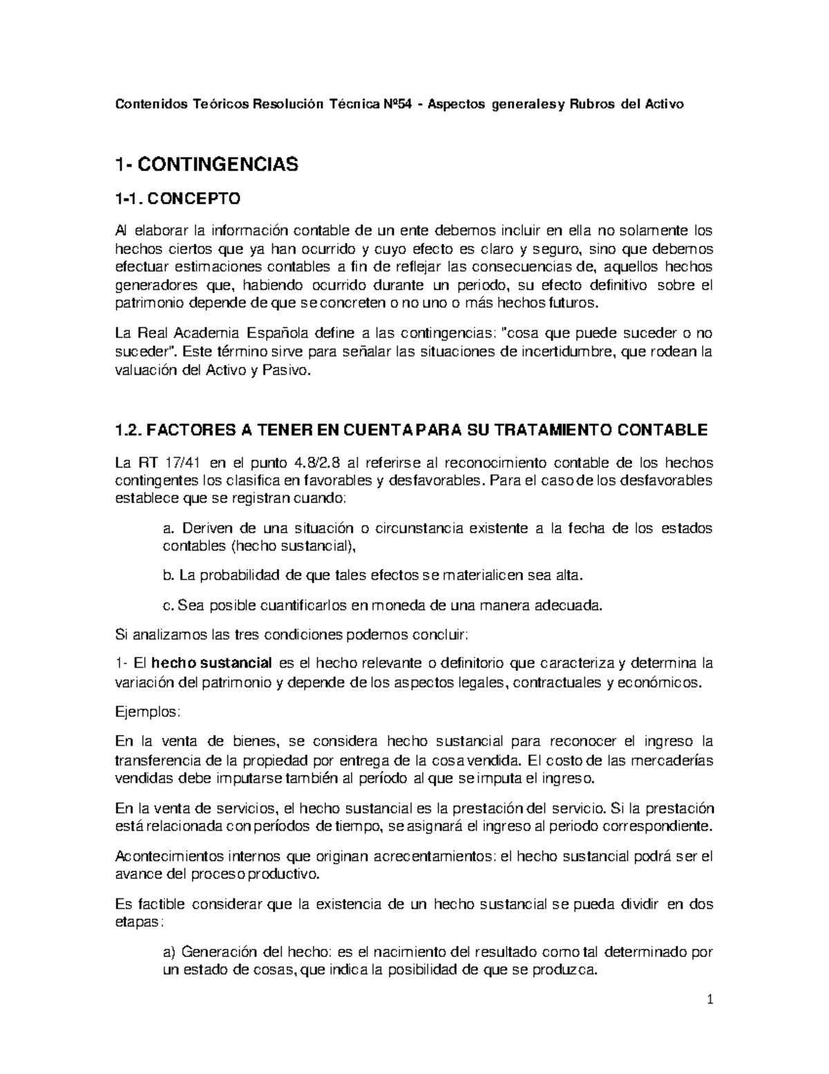 Aspectos Generales de Contingencias - RT 54: Análisis y Tratamiento ...