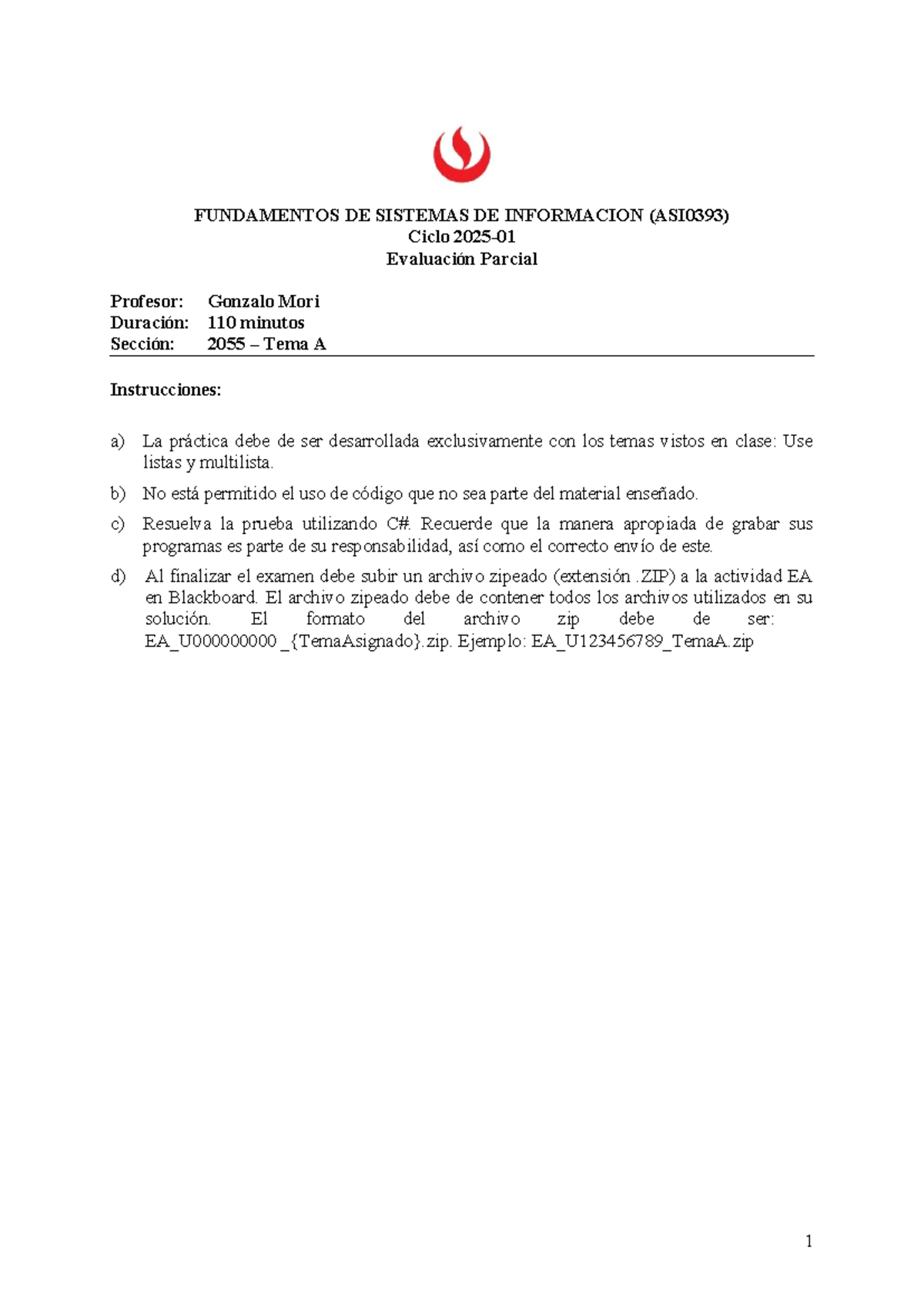 Ea 2025 1 Asi0393 Examen Parcial Fundamentos De Sistemas De