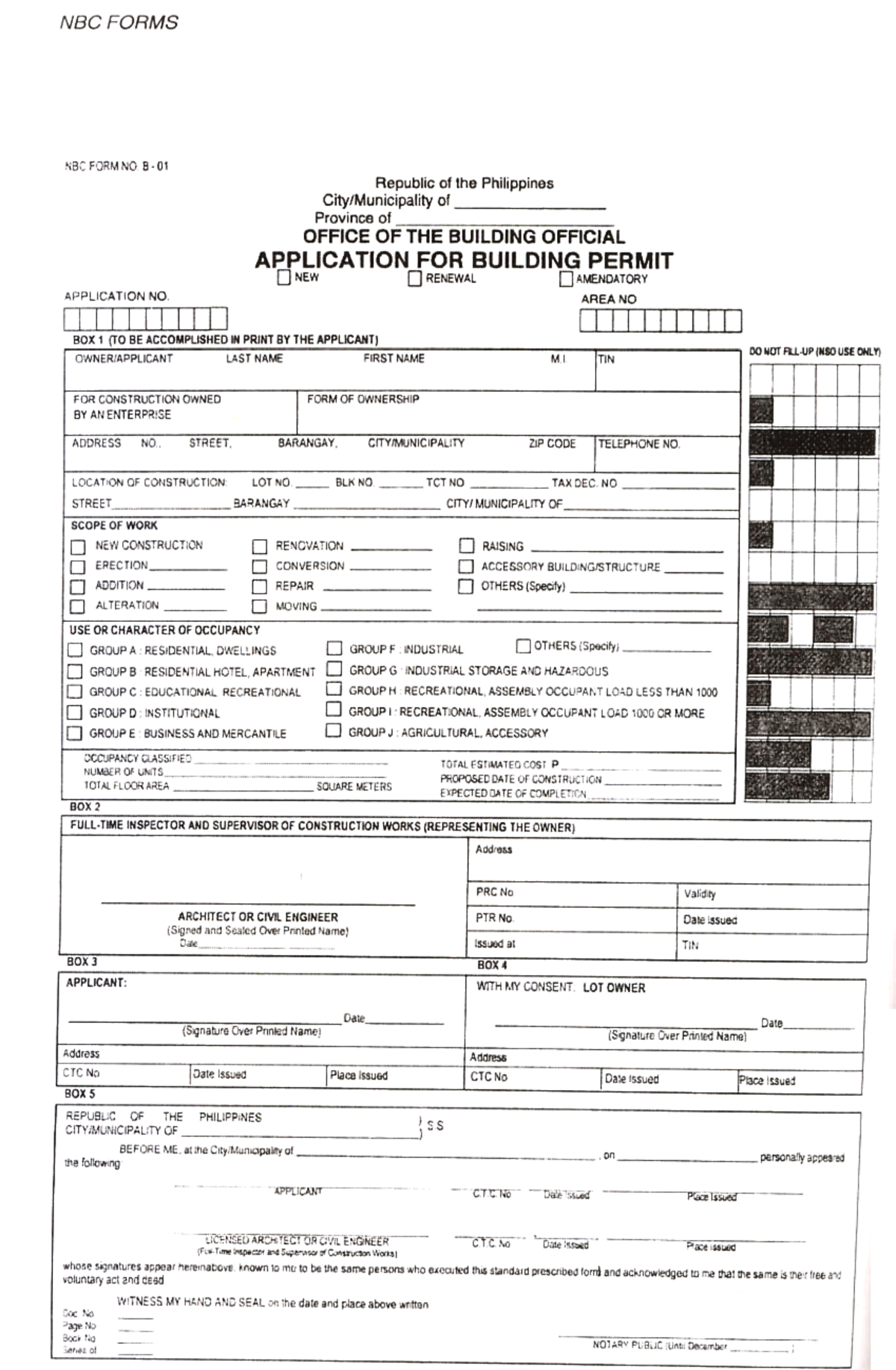 Application for Building Permit Form - NBC FORMS NBC FORM NO Republic ...