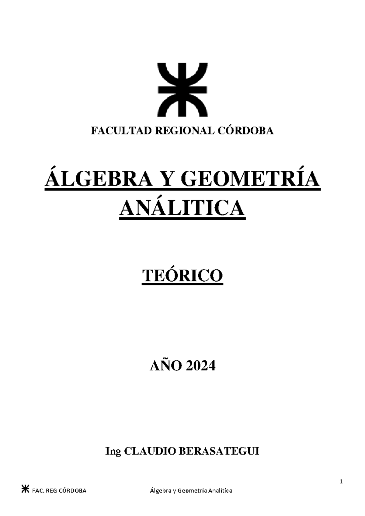 Apunte Teórico de Álgebra y Geometría Analítica - 2024 - Document Preview