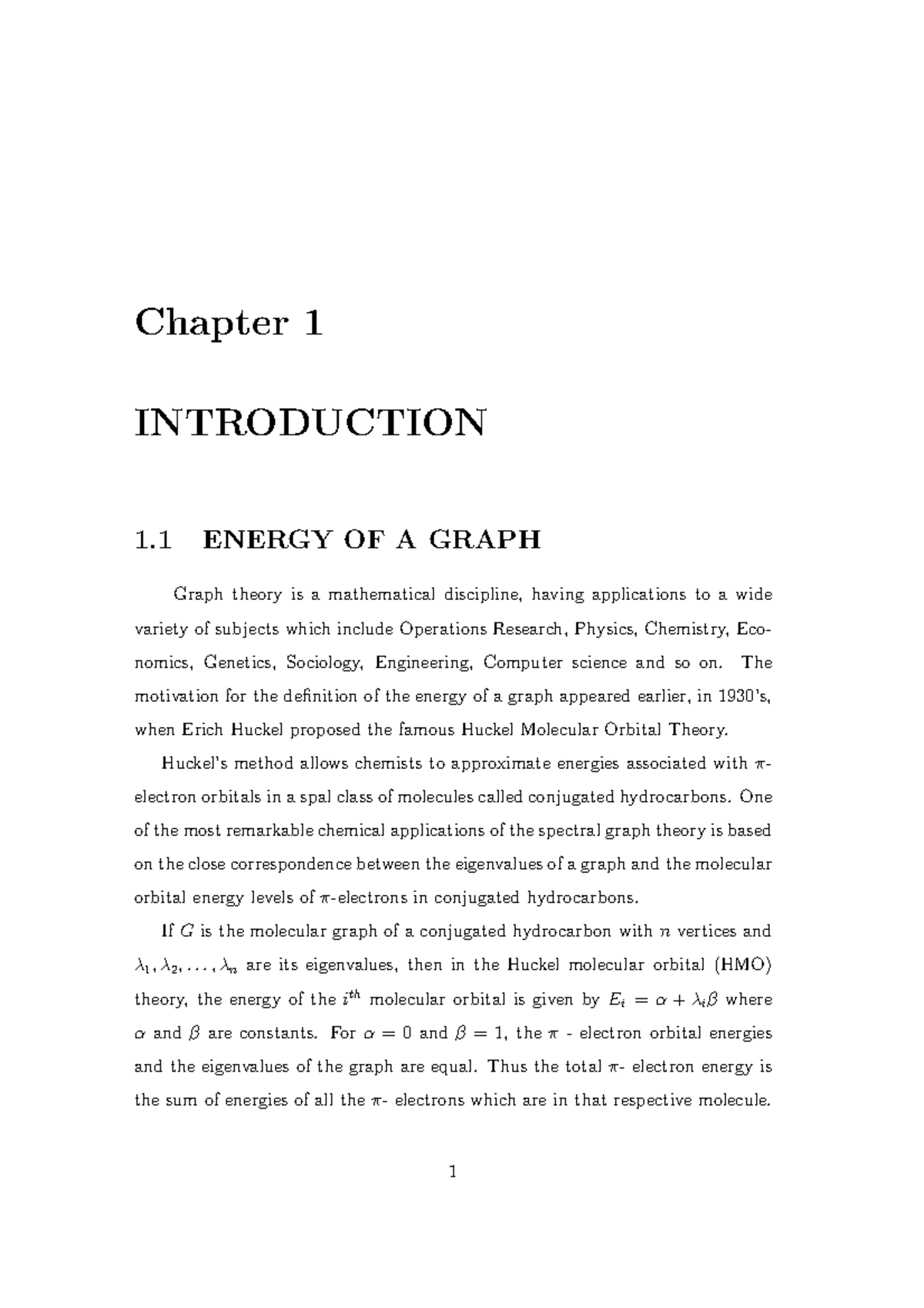 Energy of Graphs: Concepts, Bounds, and Applications in Chemistry - Studocu