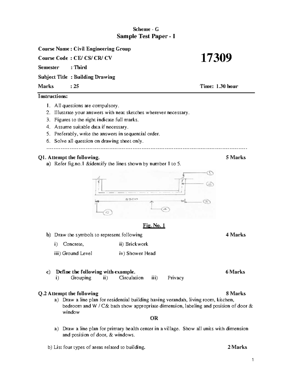 17309 - Sample Test Papers for Building Drawing (CE) - Studocu