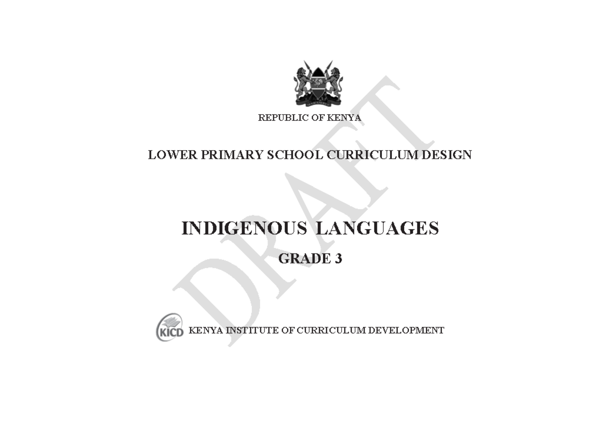 Grade 3 Indigenous Languages Curriculum Design - Kenya Institute of ...