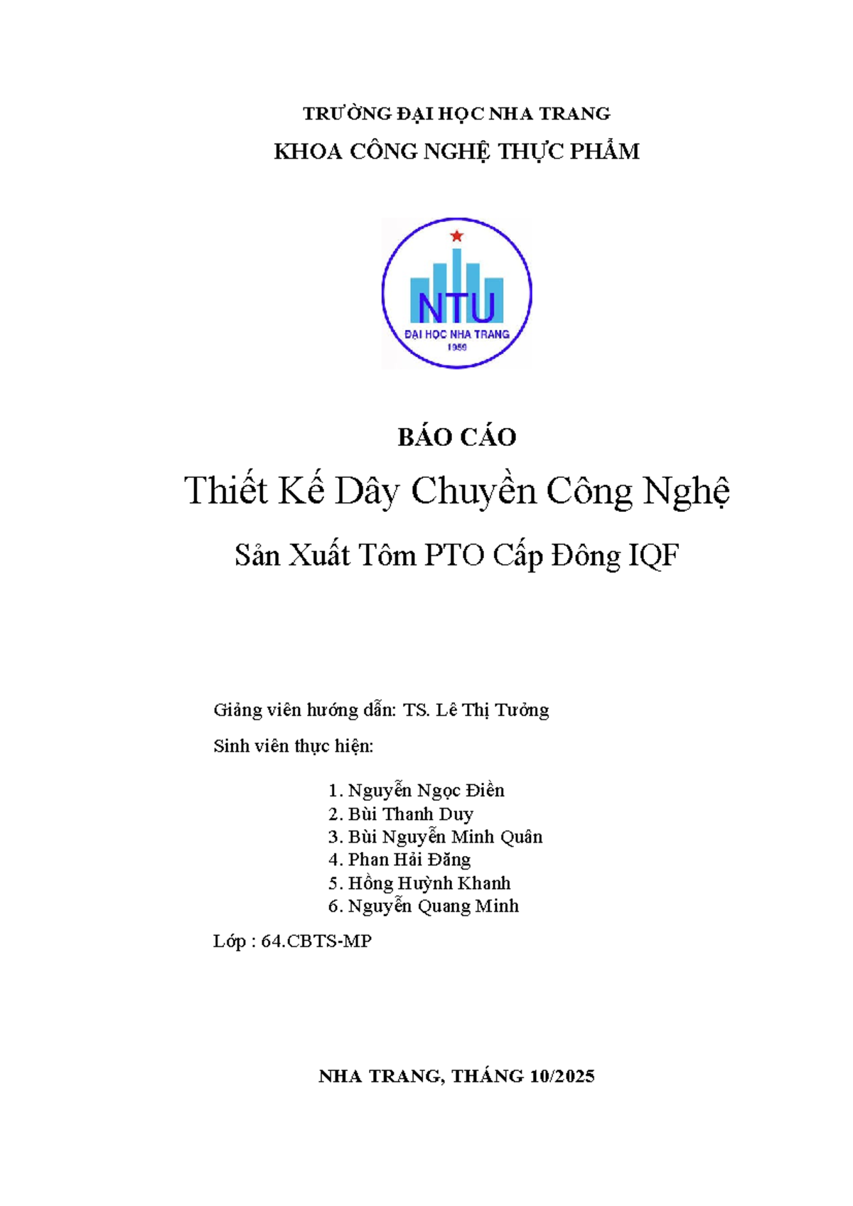 THIẾT KẾ DÂY CHUYỀN SẢN XUẤT TÔM PTO HẤP CẤP ĐÔNG IQF - Document Preview