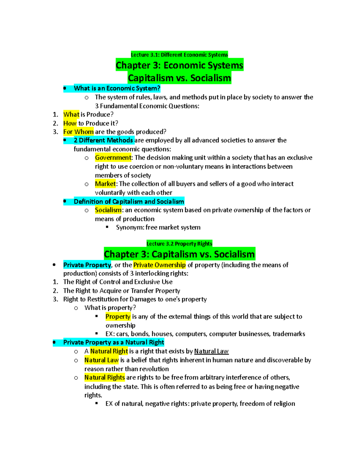 ECON Notes Chapter 3 - Lecture 3: Different Economic Systems Chapter 3 ...