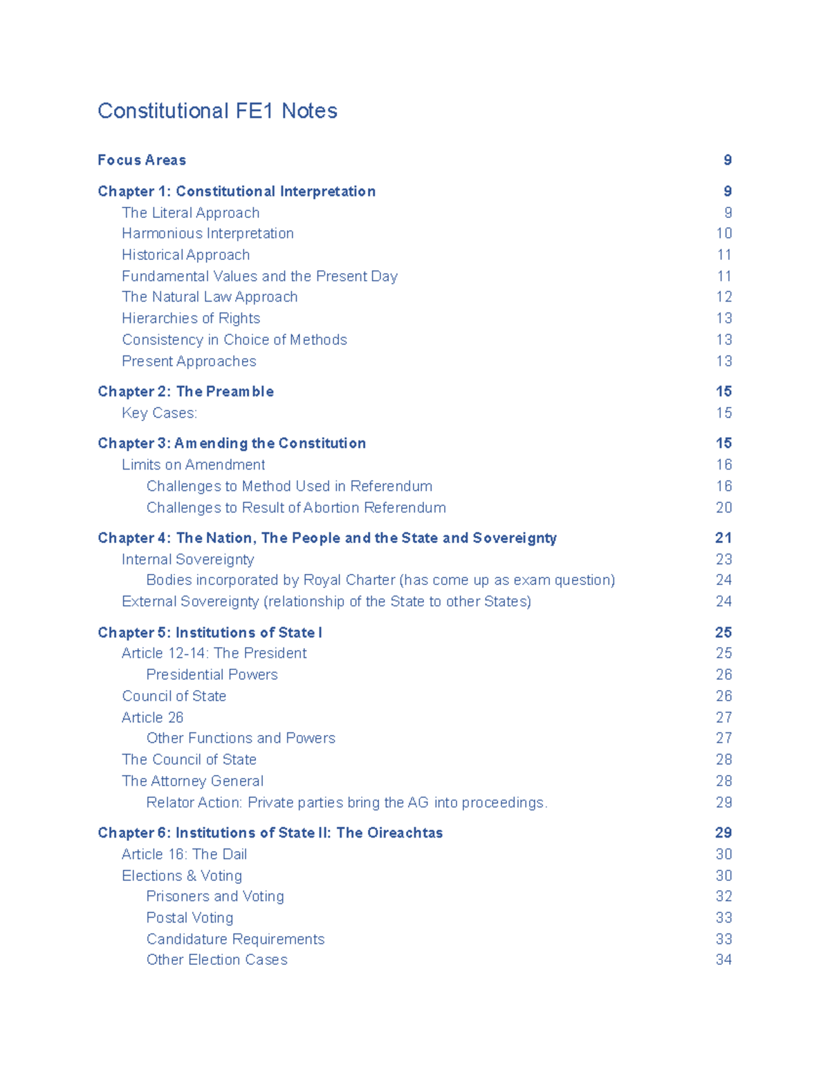 Constitutional Law FE1 Study Notes: Key Concepts and Interpretative ...