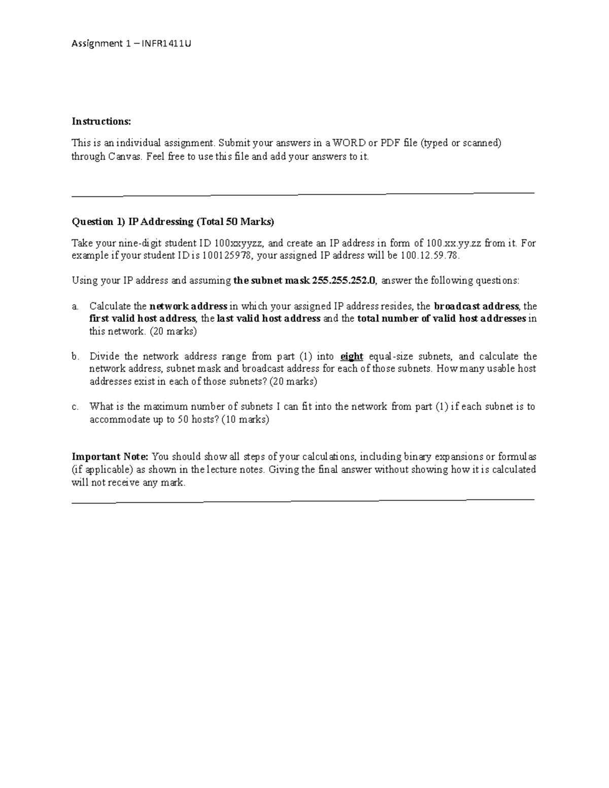 Assignment 1 - Submit your answers in a WORD or PDF file (typed or ...