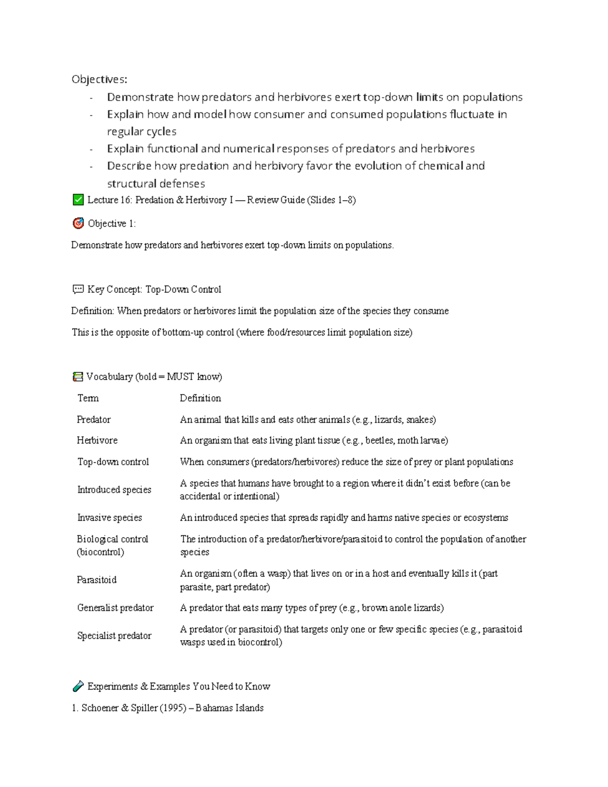 Lecture 16: Predation & Herbivory I - Review Guide - Studocu