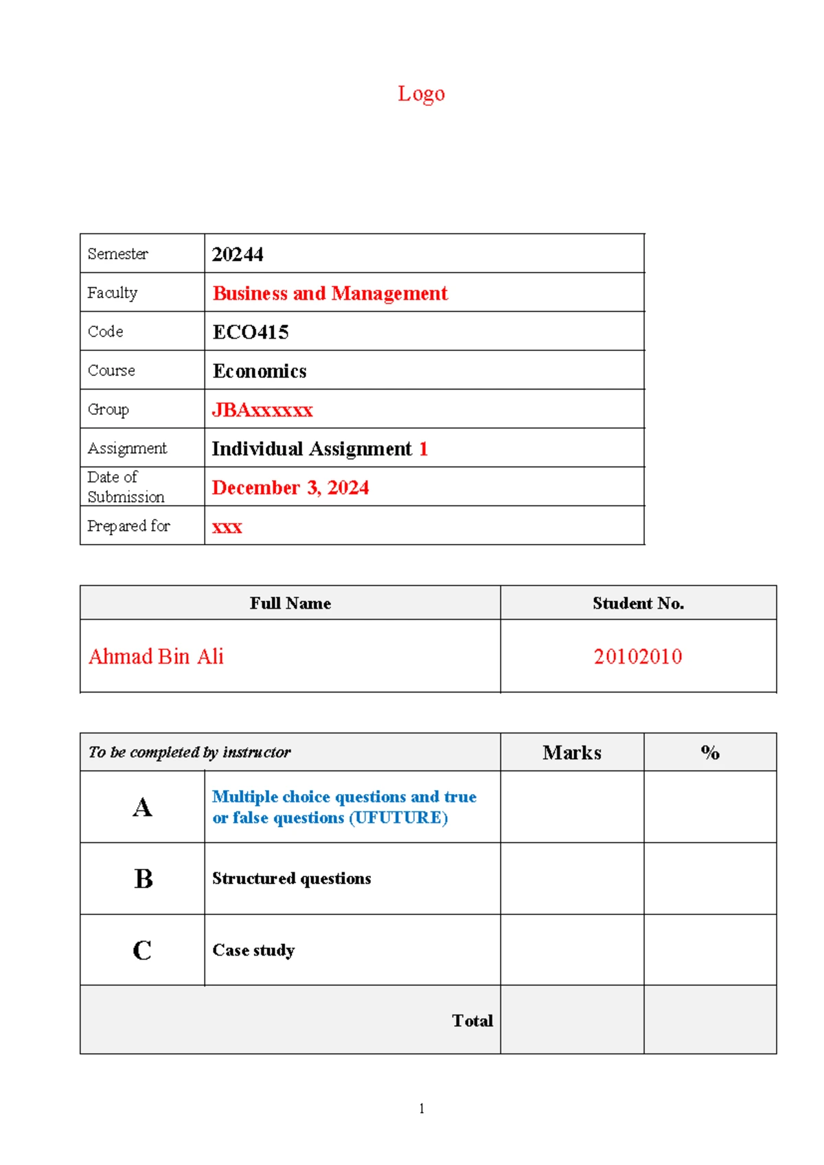 ECO415 Tutorials-I 2024-4 - Tutorial 1 Introduction to Economics 1. Jan ...