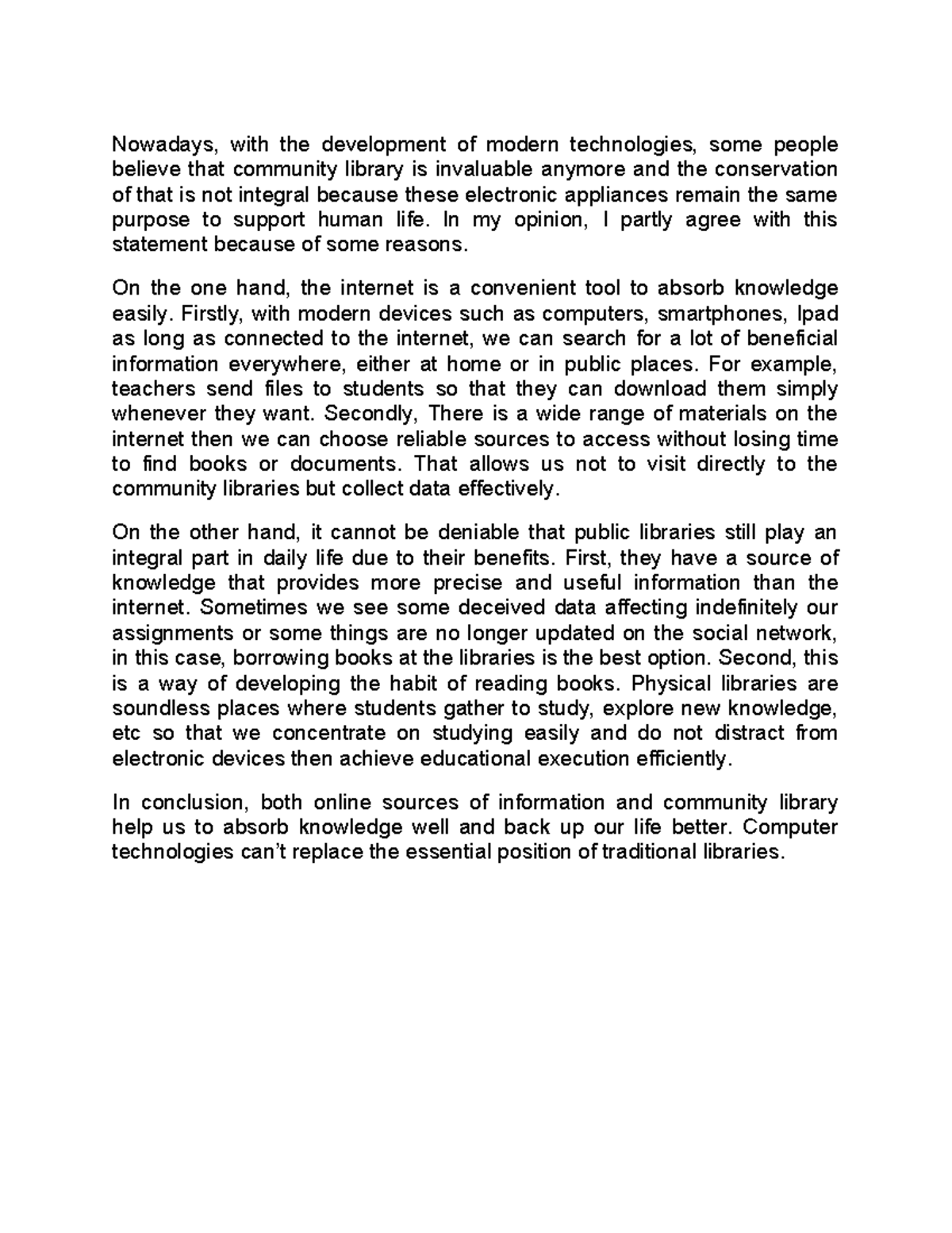 Library - Writing IELTS Essay on Modern Technology vs. Community ...