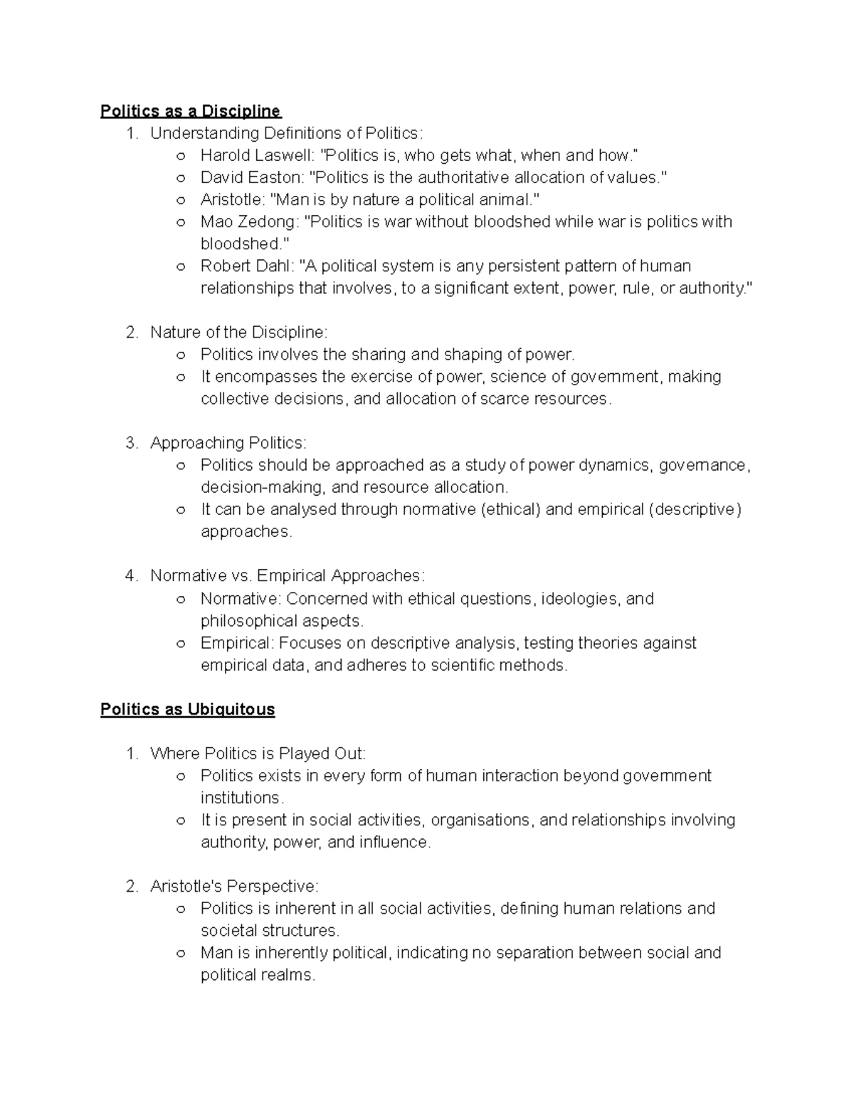 Politics Readings Summary for POLI 101: Key Concepts and Ideologies ...