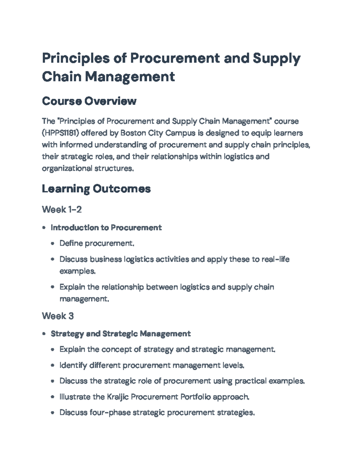 Principles of Procurement and Supply Chain Management (HPPS1181) Guide ...