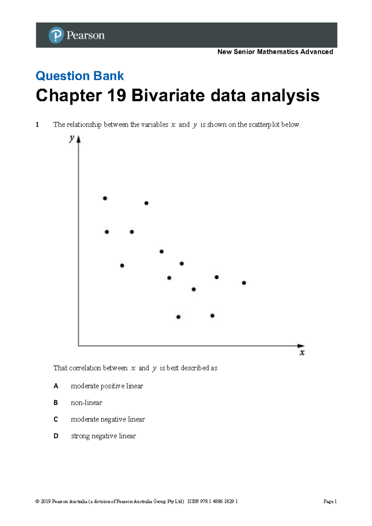 New Senior Mathematics Advanced QBank: Chapter 19 Bivariate Data ...