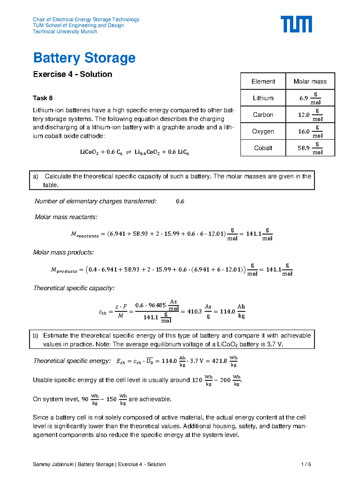 Battery Storage Exercise 5 Solution - TUM School of Engineering and ...