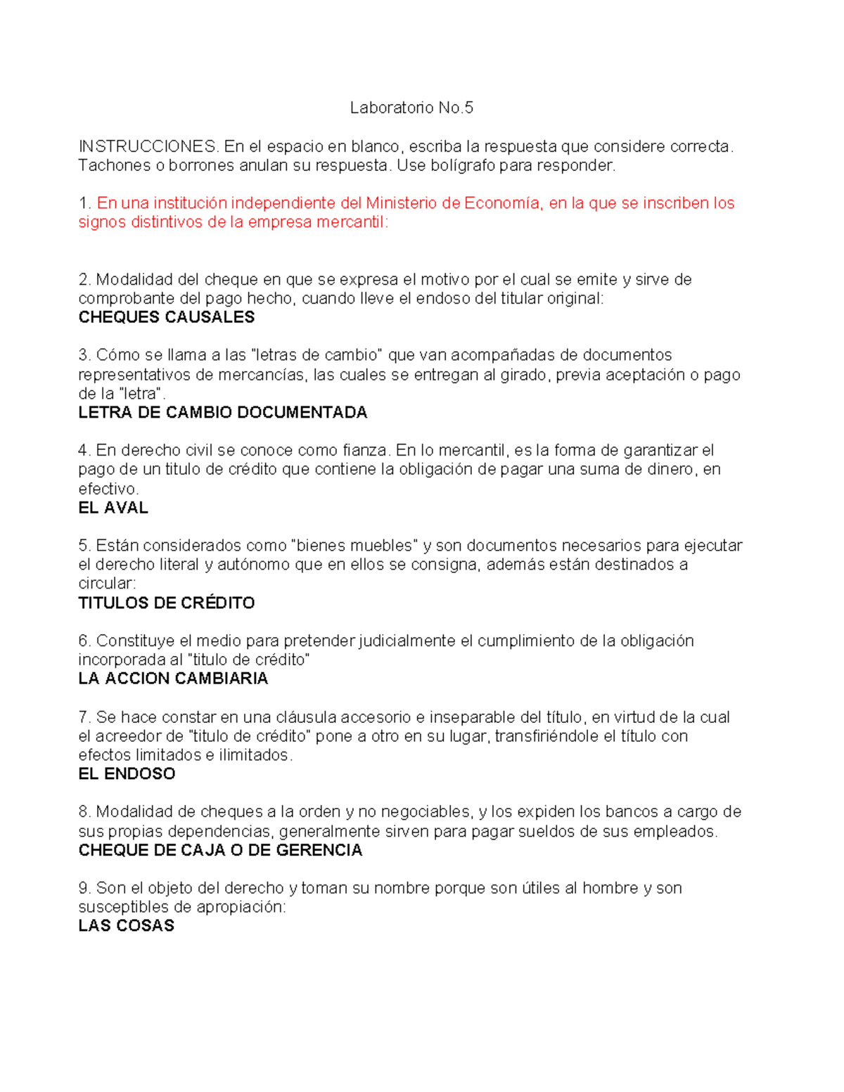Laboratorio 5: Examen Final de Derecho II - Studocu