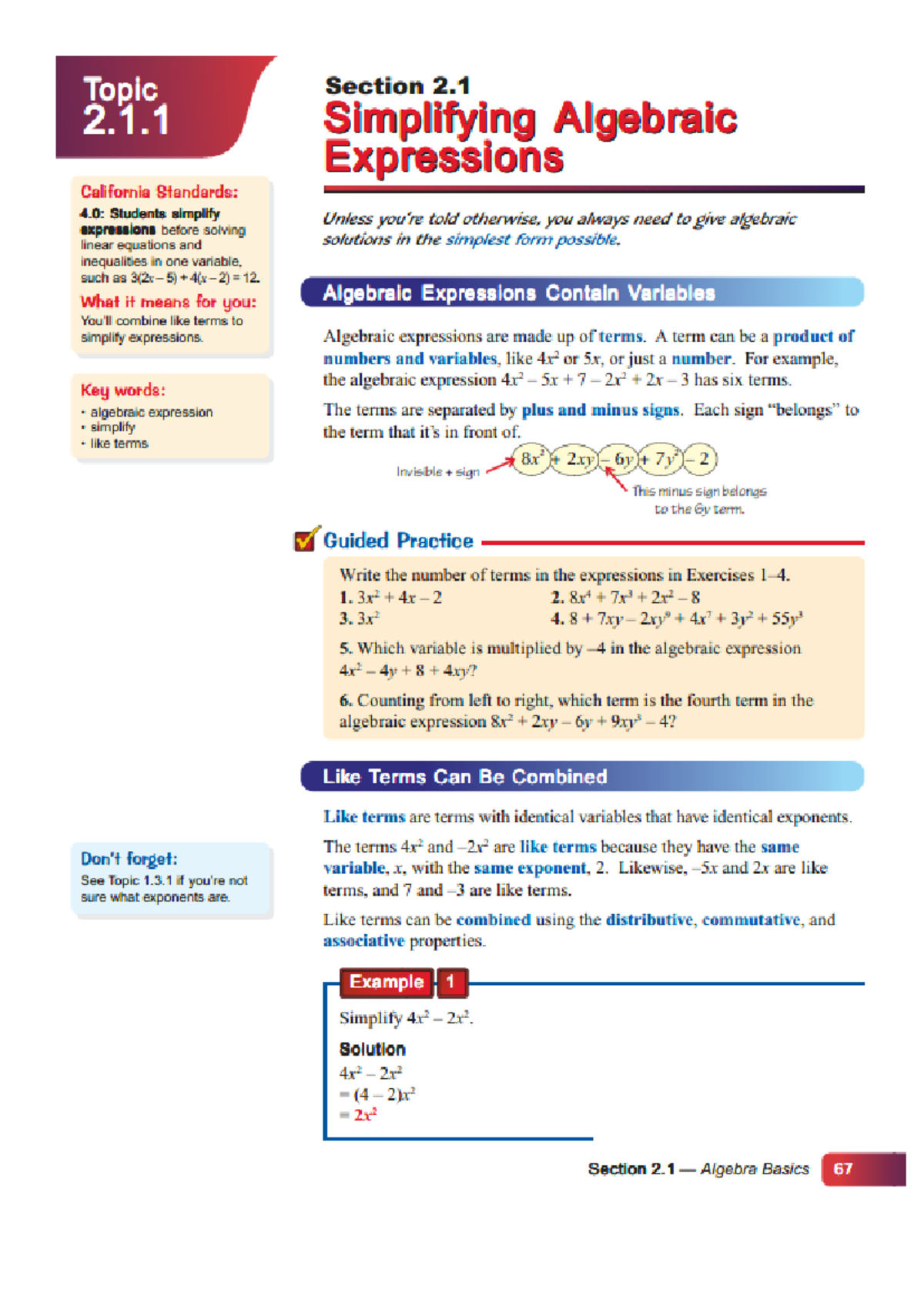 Linear Equation and Graphing Notes v2 - Topic Section 2 2.1 Simplifying ...