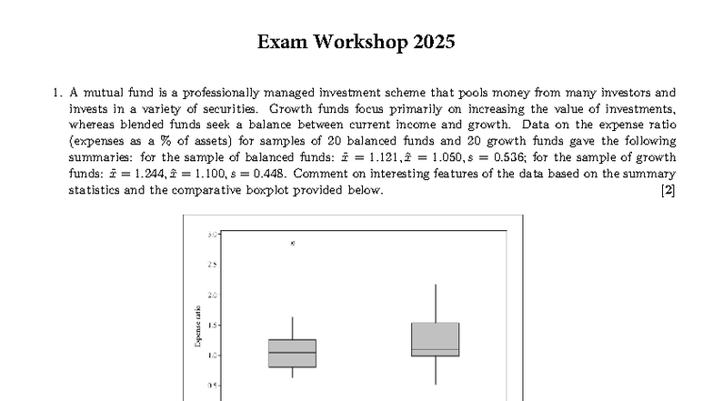 STA1 Exam Workshop Analysis and Statistics - Nov 2025 - Studocu