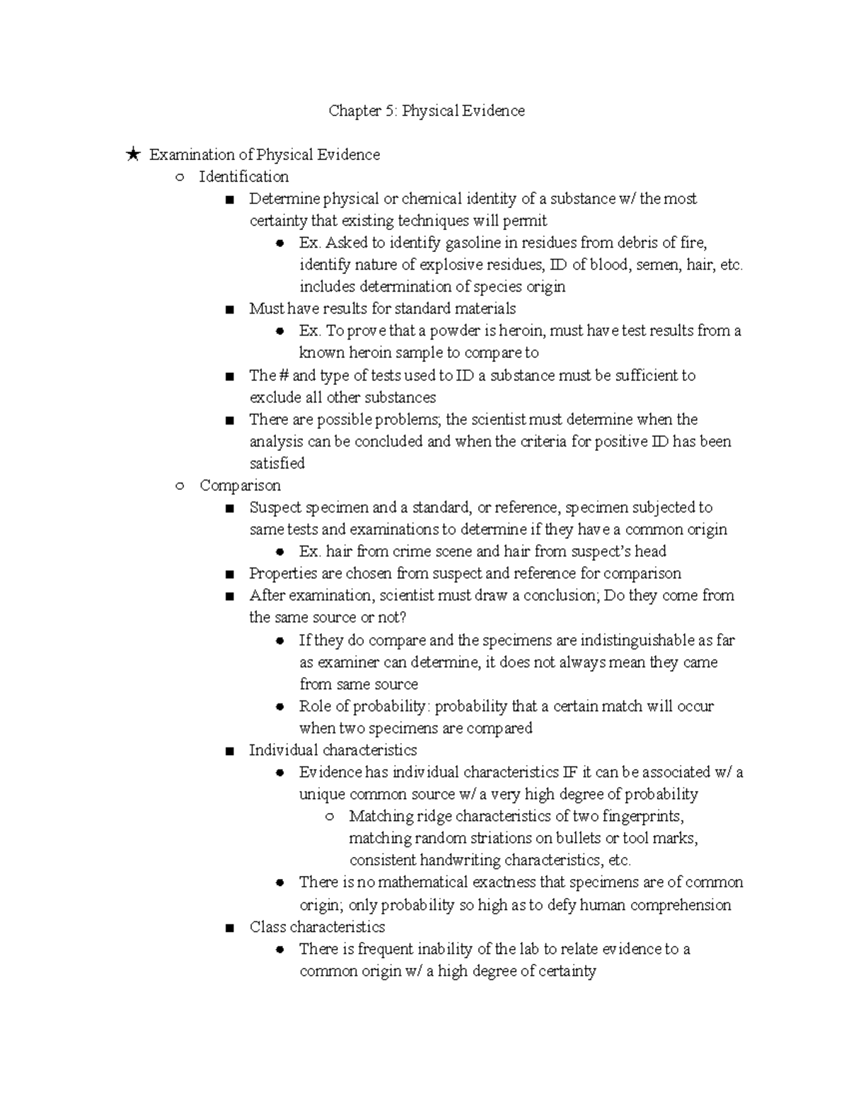 Forensics Chapter 5: Analyzing Physical Evidence in Crime Scenes - Studocu