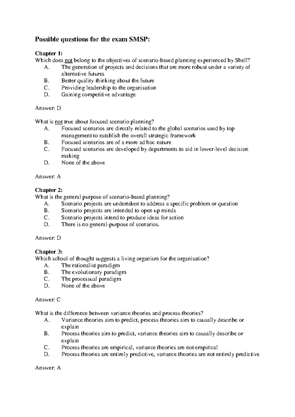 Possible Questions for the Exam SMSP: Study Guide and Insights ...