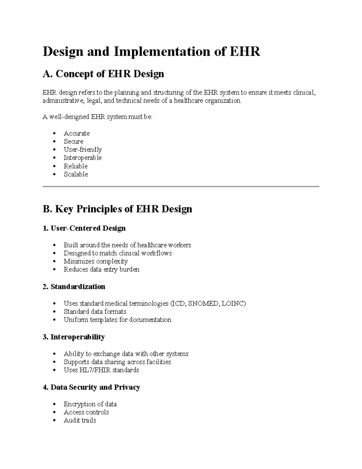 EHR Design & Implementation: Key Principles & Challenges - Studocu