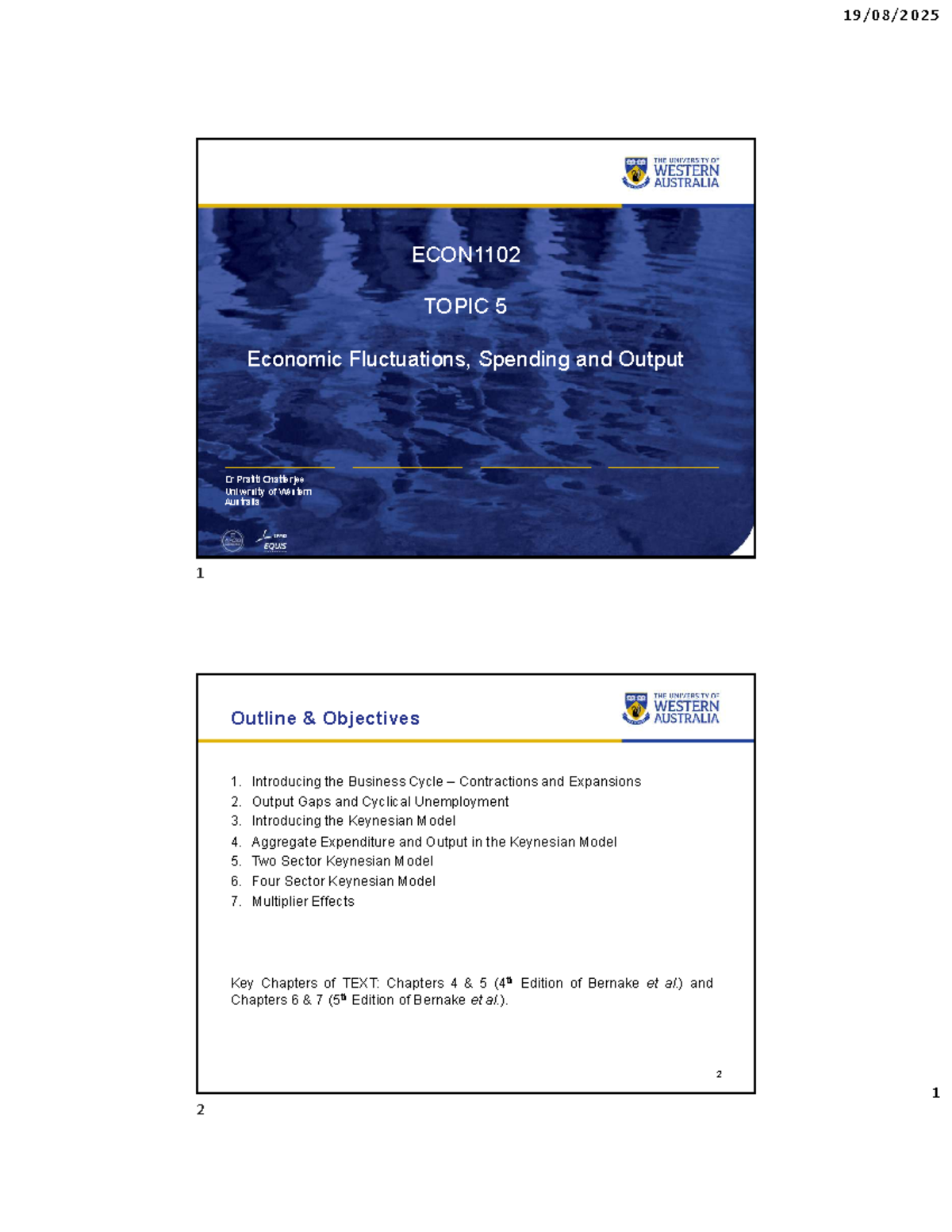 ECON1102 Topic 5: Economic Fluctuations, Spending & Output Notes - Studocu