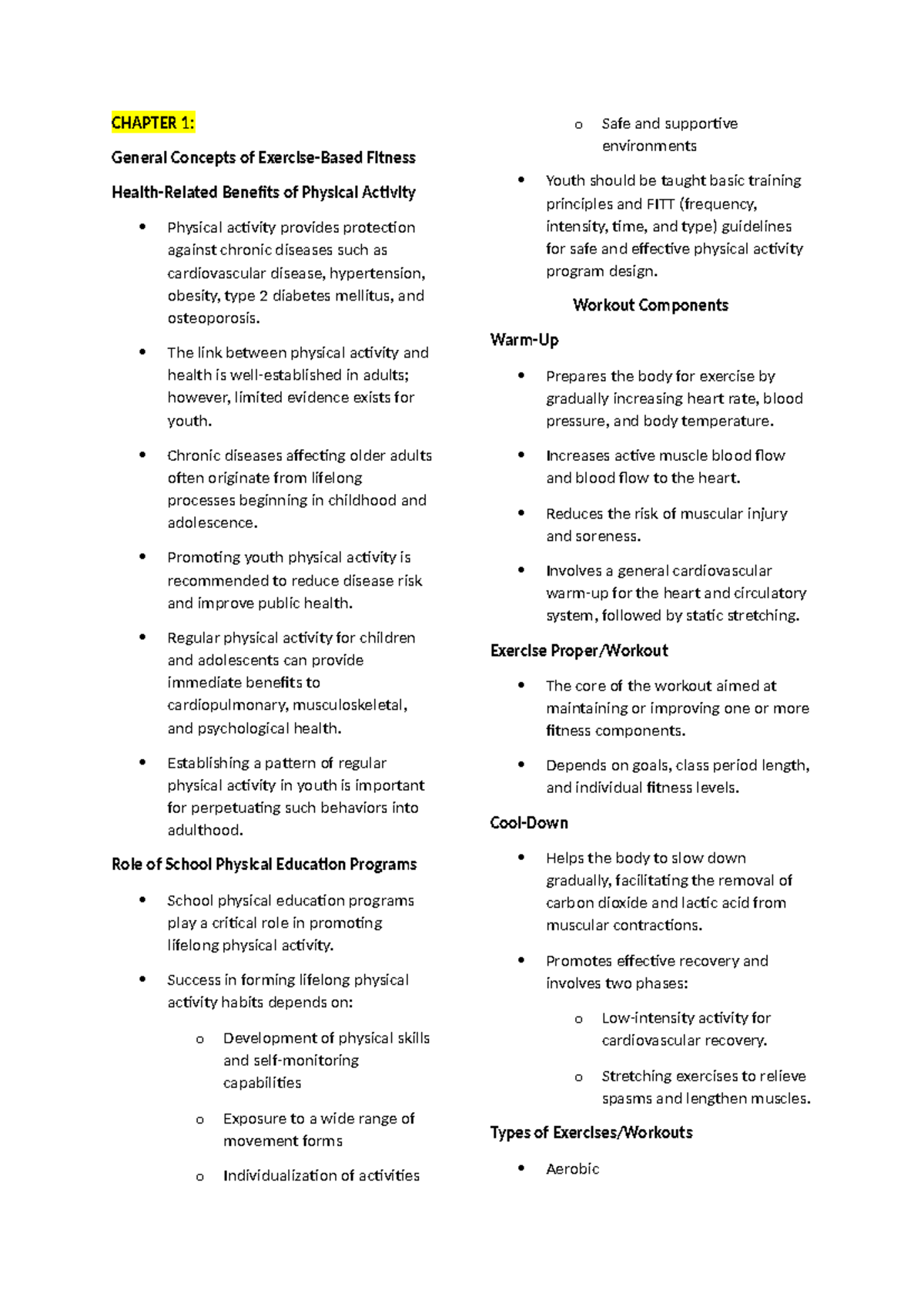CHAPTER 1 & 2: Key Concepts on Fitness & Benefits of Physical Activity ...