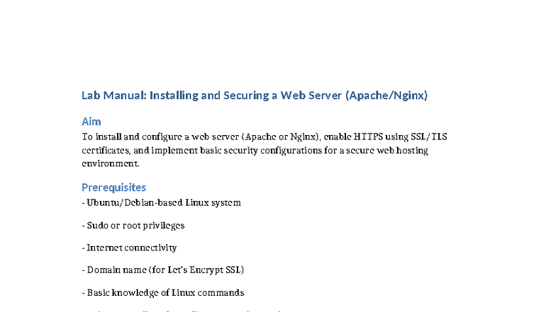 Web Server Security Lab Manual: Installation & Configuration Guide ...
