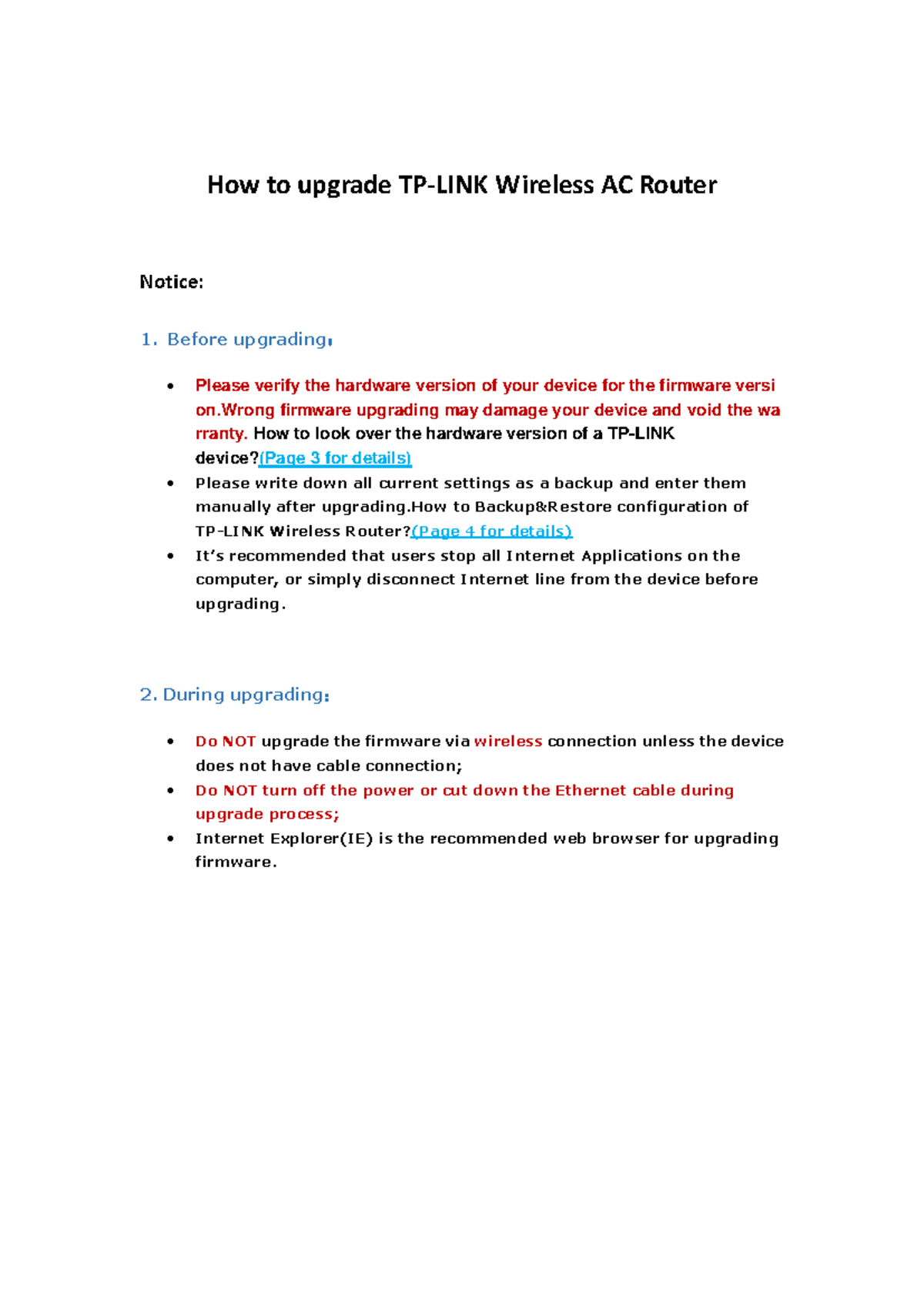 Upgrading TP-LINK Wireless AC Router Firmware Guide - Studocu