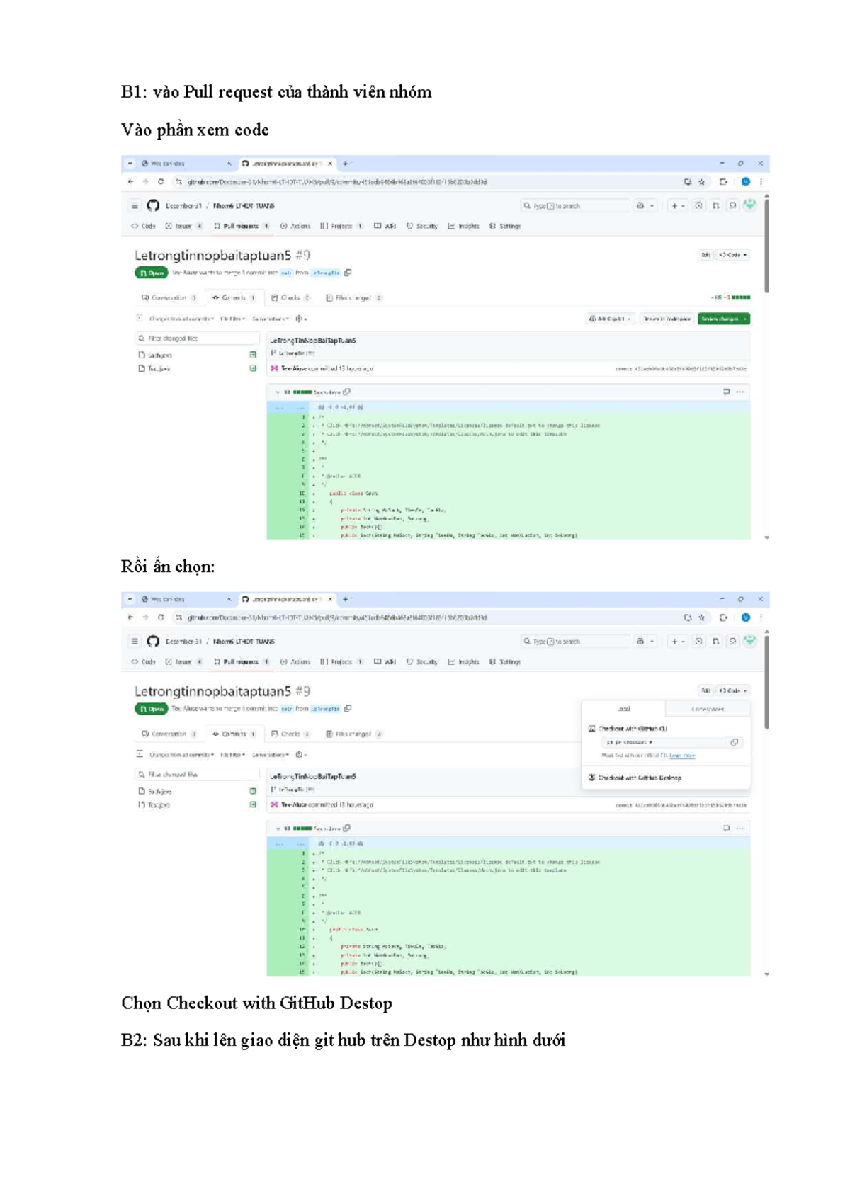 Huongdantuan 5 - Huong dan git hub - Công Nghệ Thông Tin - B1: vào Pull ...