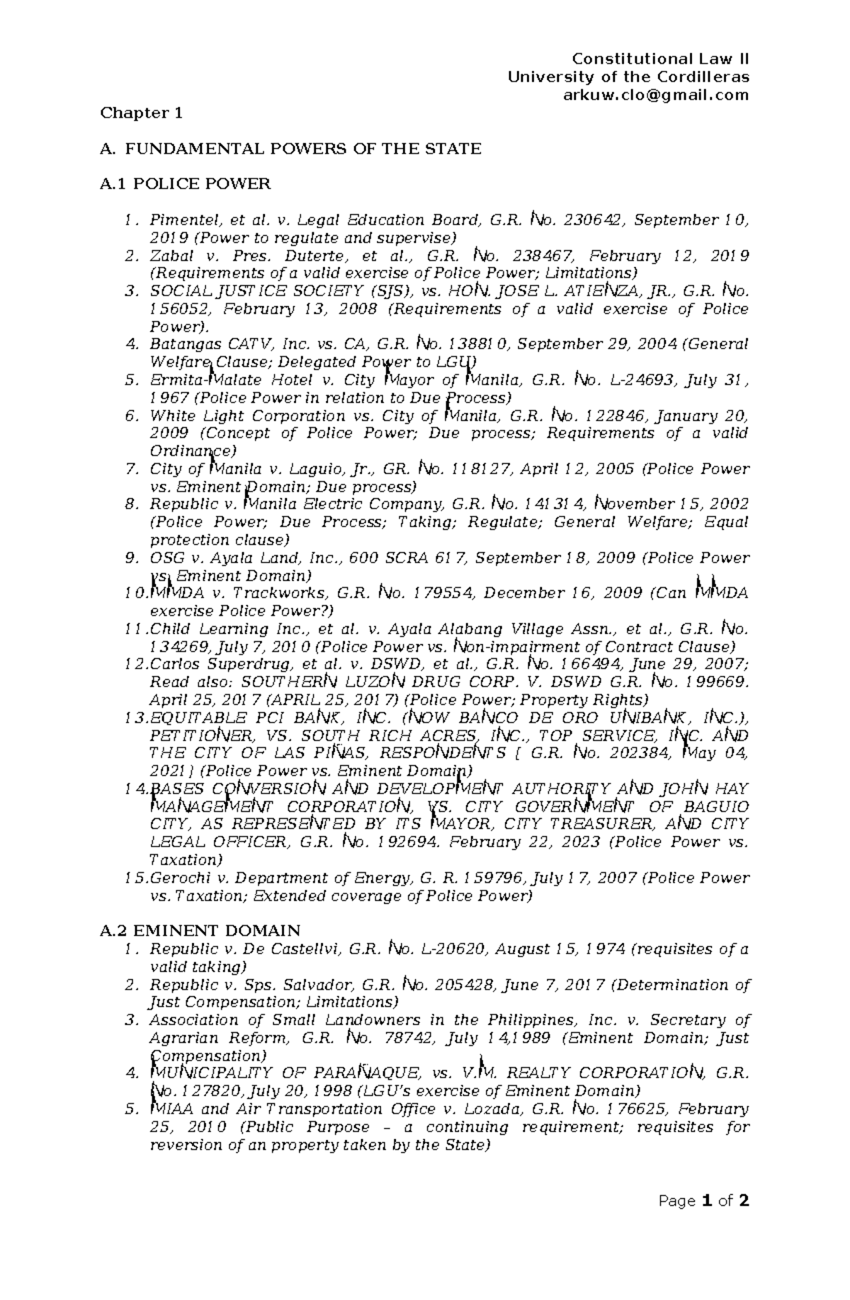 Chapter 1: Fundamental Powers of the State - Constitutional Law II ...