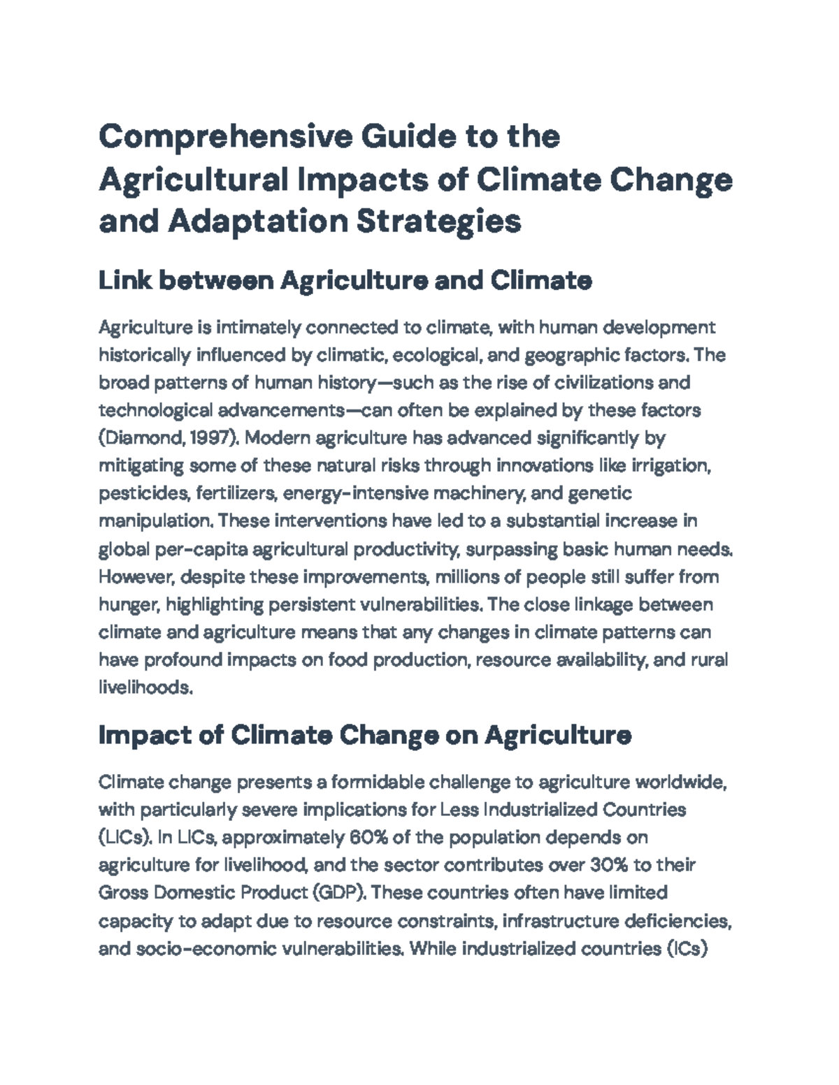 Climate Change Adaptation Strategies for Agriculture: A Comprehensive ...