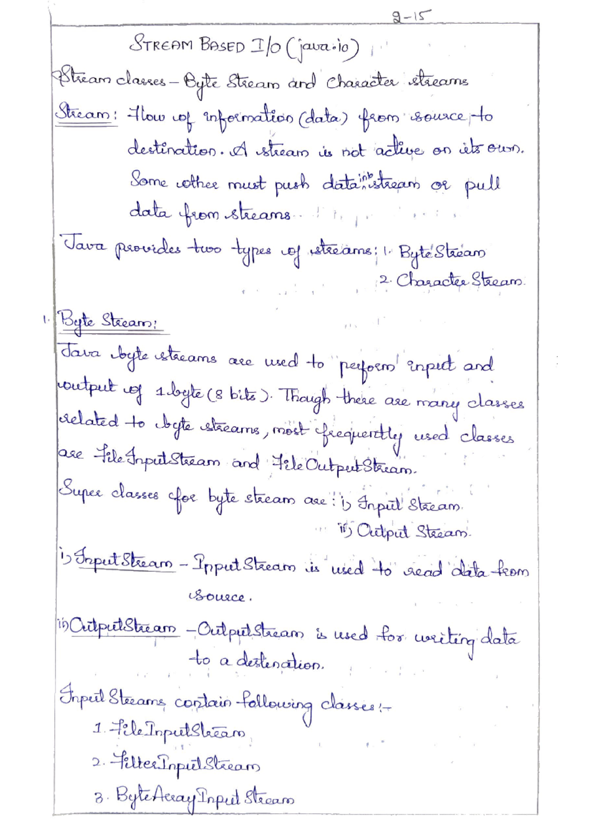 IO Streams - Java Programming - STREAM BASED Stream classes te Stream ...