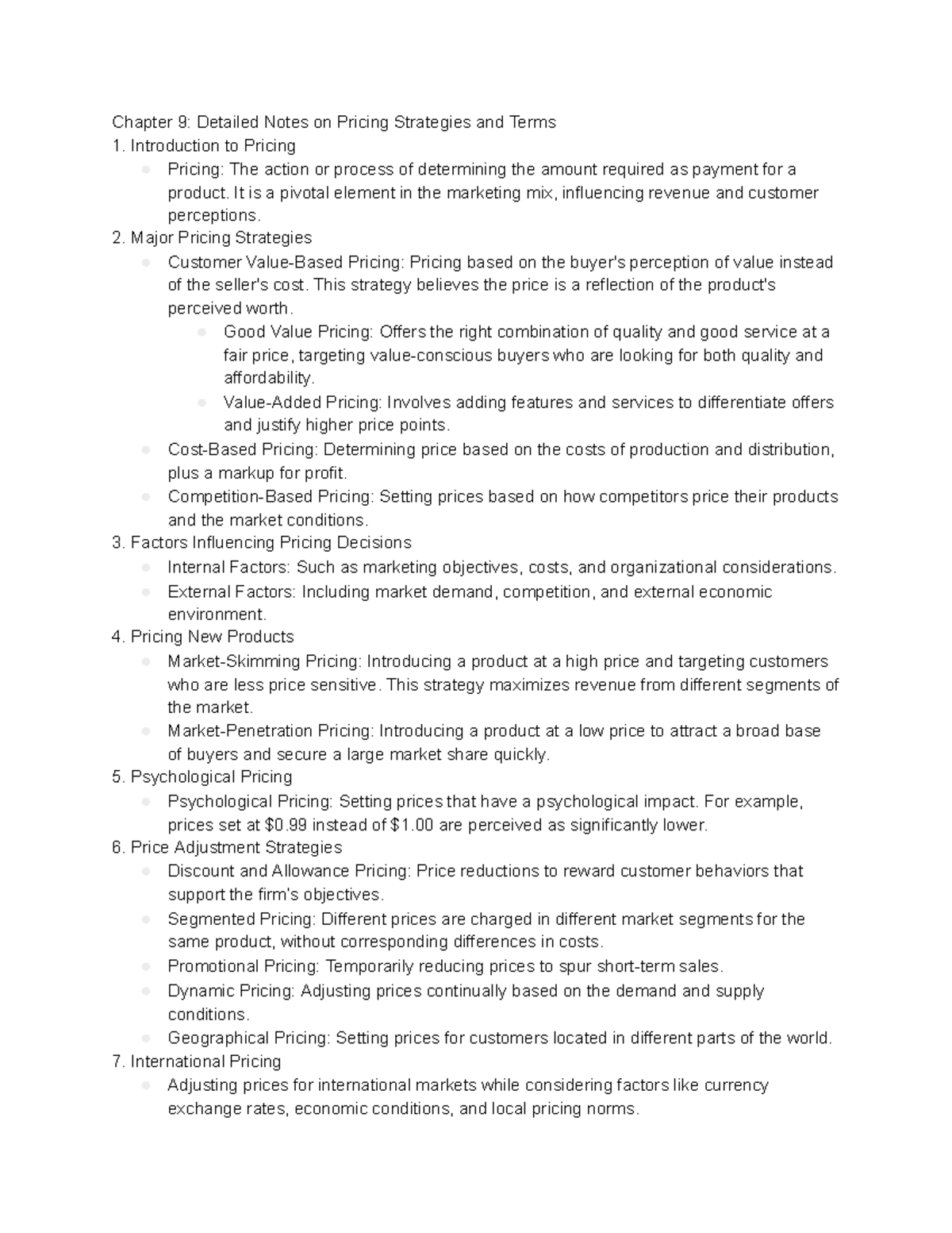 MKTG 301: Chapter 9 & 12 Notes on Pricing Strategies and IMC - Studocu