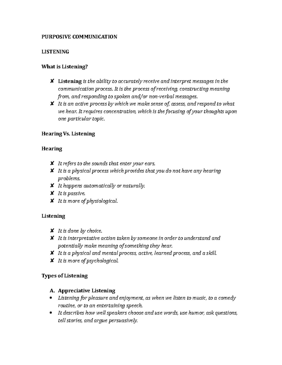 Listening - Lecture Notes on Types and Processes (1-4) - Studocu